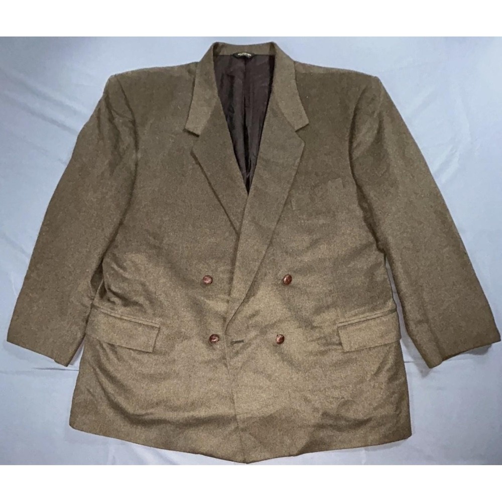 Vintage Loro Piana Mens 50 Brown Cashmere Double Breasted Sport Coat USA